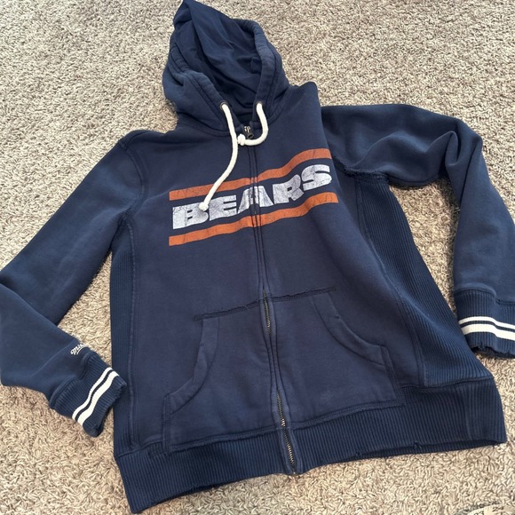 Mitchell & Ness Chicago Bears XL Full Zip Hoodie Distressed NFL Football - Picture 1 of 11